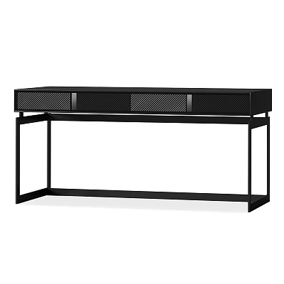 Modern Black Home Office Desk With Metal Frame And Mesh Front Drawers 3d model