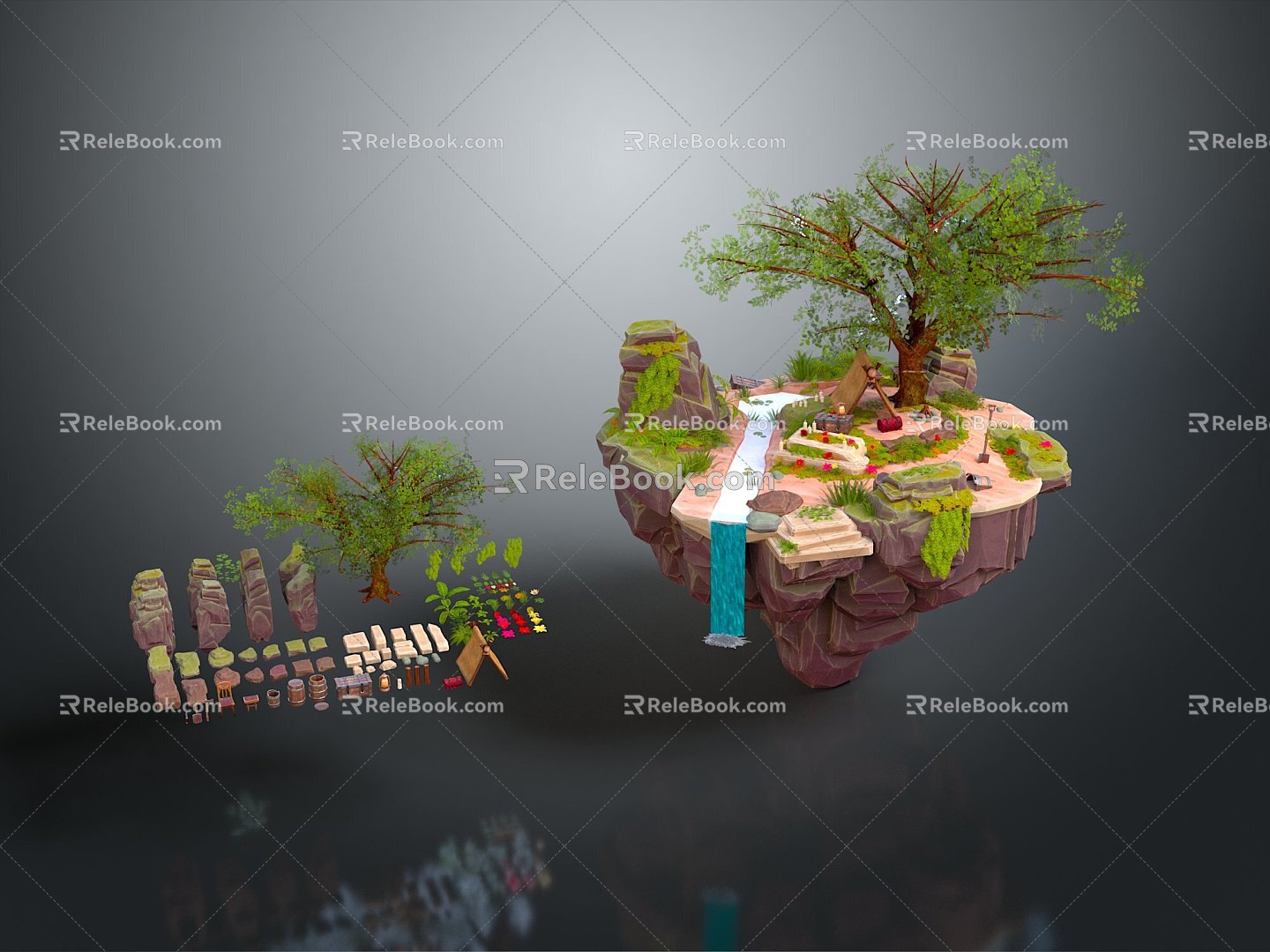 Modern Cartoon Scene Forest Cartoon Forest Animation Forest 3d model