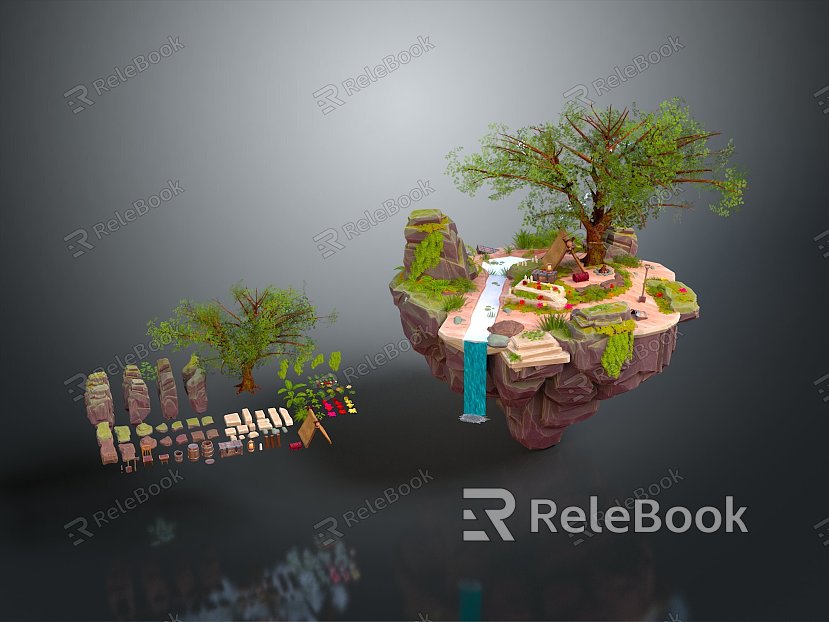 Modern Cartoon Scene Forest Cartoon Forest Animation Forest model