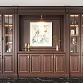 Elegant Dark Brown Solid Wood Bookcase With Glass Doors Decorative Items And Green Plant