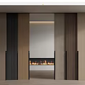 Modern Sliding Doors With Different Wooden Tones And Interior Fireplace Design
