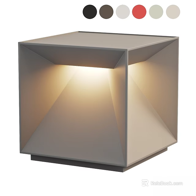 Modern Cube Shaped Table Lamp With Soft Lighting And Neutral Tone Design 3d model 