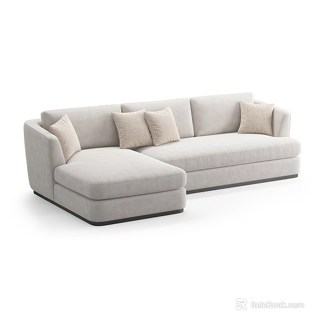 Light Gray L shaped Sectional Sofa With Modern Design And Accent Pillows 3d model 