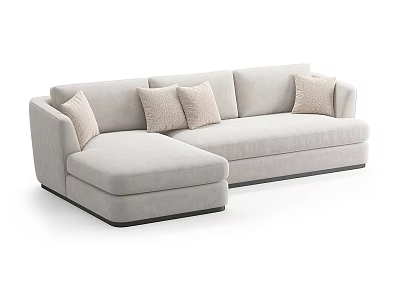 Light Gray L shaped Sectional Sofa With Modern Design And Accent Pillows 3d model