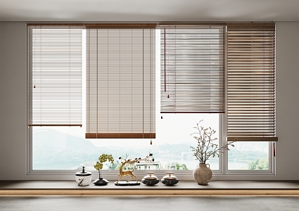 New Chinese Bamboo Curtain Roller Curtain 3d model