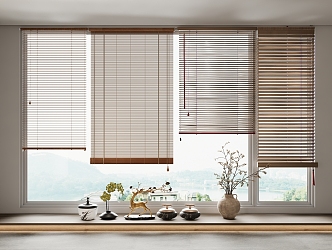 New Chinese Bamboo Curtain Roller Curtain 3d model