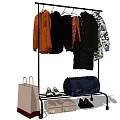 Standing Clothes Rack With Hanging Clothes Shopping Bag Shoes And Storage Boxes