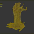 Rustic Natural Wood Stump Decoration With Textured Bark Green Moss And Stone Base