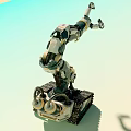 Futuristic Green White Tank 3D Model With Mechanical Arm And Tracks