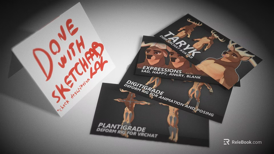 Game and Movie Character Design Sketches with Expressions and Plantigrade Digitigrade Poses 3d model 