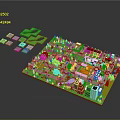 Miniature Terrain Model with Urban Layout Green Areas Buildings and Roads