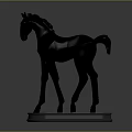 Elegant Minimalist Black Horse Sculpture With Gray Base And Modern Design