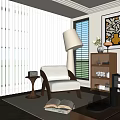 Modern Living Room Cabinet With Vase Plant Floor Lamp And Painting