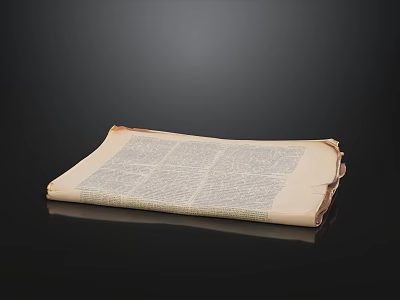 Open Vintage Newspaper With Yellowed Pages And Text On Black Background 3d model
