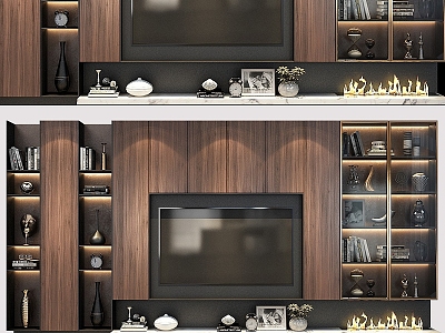 Modern TV Cabinet Combination Modern Cabinet TV Cabinet Home Furniture Ornaments Book Living Room Decorations TV Monitor 3d model