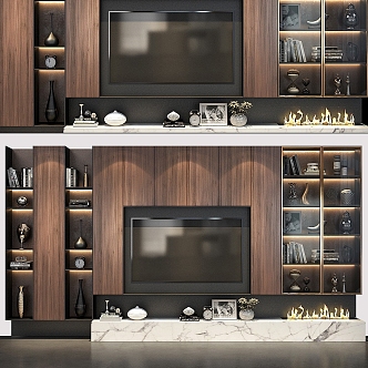 Modern TV Cabinet Combination Modern Cabinet TV Cabinet Home Furniture Ornaments Book Living Room Decorations TV Monitor 3d model