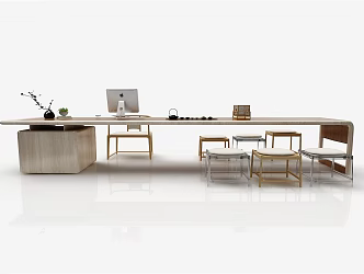 New Chinese Style Desk Chair Desk 3d model