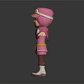 Cartoon Game Movie Character In Pink Outfit With Goggles Yellow Belt Brown Sleeves And White Boots