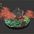 Detailed Miniature House Model With Trees Pathway Porch And Decorative Steps