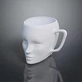 Creative White Face Shaped Ceramic Mug With Handle For Daily Use