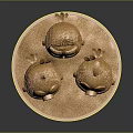 Golden Stylized Chick Figurines On Shiny Decorative Base