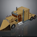 Yellow Toy Truck With Spikes Front Scoop And Red Cabin Details