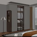 Modern White Wardrobe With Glass Door Hanging Clothes And Wooden Cabinet Interior