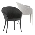 Modern Woven Leisure Chair With Armrest And Slim Metal Legs Design