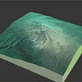 Modern 3D Terrain Model With Green Vegetation Brown Terrain And White Summit