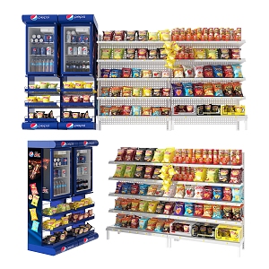 Modern Supermarket Food Convenience Store Shelf Freezer 3d model