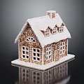 Intricate Gingerbread House Architecture With Frosted White Roof Patterned Windows Chimney And Reflection