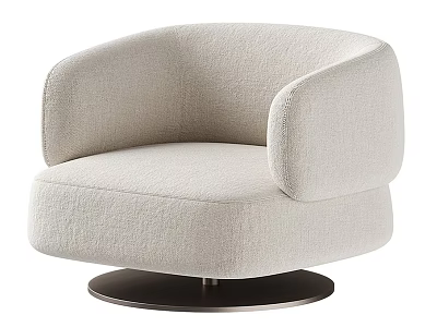 Beige Upholstered Accent Chair With Rounded Arms And Swivel Black Base 3d model