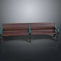 Two Seat Outdoor Bench With Wooden Slats And Metal Armrests For Park Garden Patio