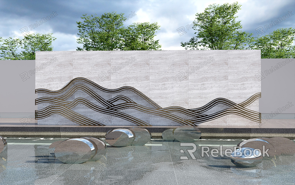 Modern landscape wall Landscape wall Enclosure background wall Photo wall Grid landscape wall model