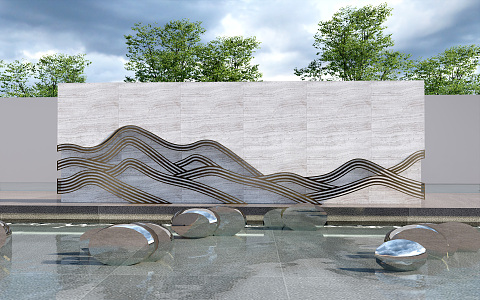 Modern landscape wall Landscape wall Enclosure background wall Photo wall Grid landscape wall 3d model