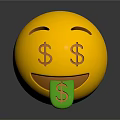 Yellow Smiley Face Emoji With Dollar Signs On Eyes And Tongue