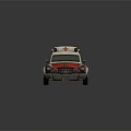 Vintage White And Red Ambulance With Red Cross Symbol And Roof Lights