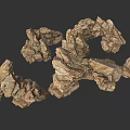 3D Rendered Natural Stone Wood Models With Textured Surfaces And Organic Shapes