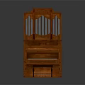 Classic Wooden Upright Piano With Decorative Vertical Slats And Matching Bench