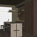 Middle Ancient Kitchen Island Bar Counter Middle Ancient Decorative Cabinet 3d model