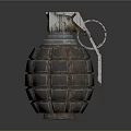 Vintage Military Grenade With Metal Casing Diamond Pattern Fuse And Pull Ring