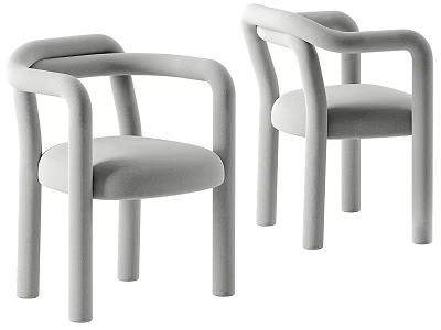 Modern Leisure Chairs with Curved Armrests and Upholstered Light Gray Seats 3d model