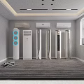 Modern Air Conditioners and Fans with Various Designs in Indoor Display Room