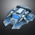 Futuristic Cosmic Spaceship 3D Model With Silver Blue Design And Engines
