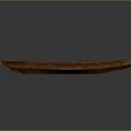 Traditional Brown Wooden Boat With Green Accents Seating Planks On Dark Background