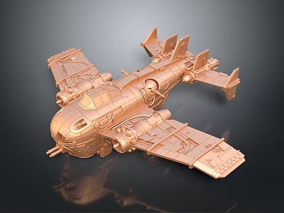 Copper Colored Spacecraft Model With Intricate Cosmic Exploration Components And Detailed Structure 3d model