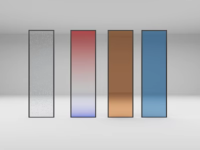 Modern Glass Room Dividers Featuring Gray Red Gradient Brown Blue Tones 3d model