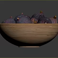 Fresh Ripe Figs in Wooden Bowl Healthy Organic Fruits on Dark Background
