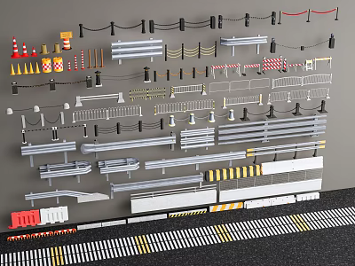 Various Metal Railings with Safety Designs for Road and Construction Use 3d model