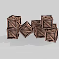 Vintage Wooden Crates Stacked in Rustic Arrangement with Natural Wood Texture